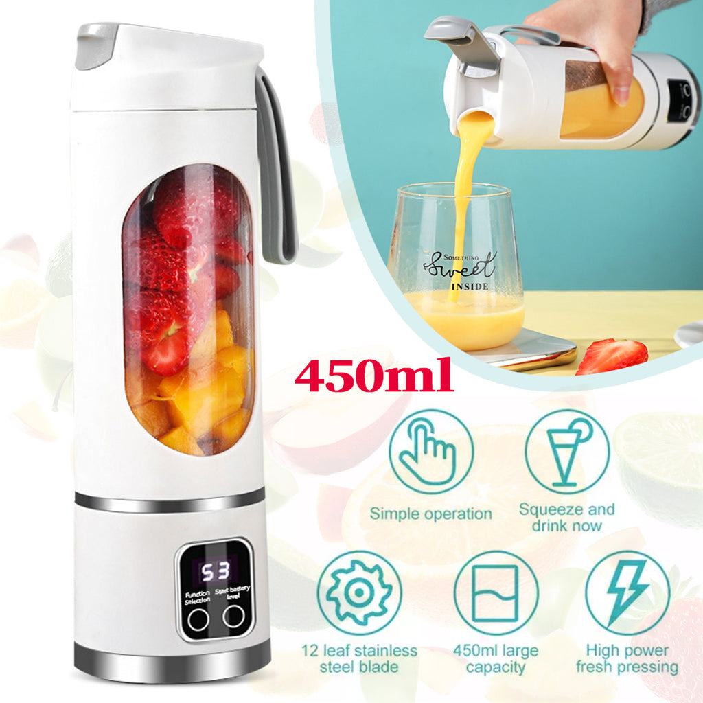 Portable USB Rechargeable Juicer Cup Electric Mixer Blender Smoothie Maker 450ml