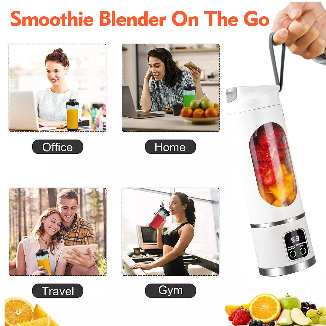 Portable USB Rechargeable Juicer Cup Electric Mixer Blender Smoothie Maker 450ml