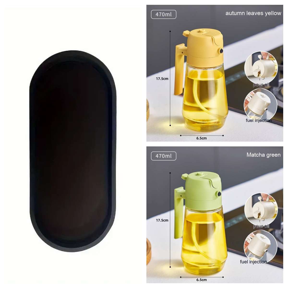 470ML Olive Oil Sprayer Dispenser For Cooking BBQ 2 In 1 Glass Oil Vinegar Soy Sauce Spray Kitchen Oil Bottle For Air Fryer